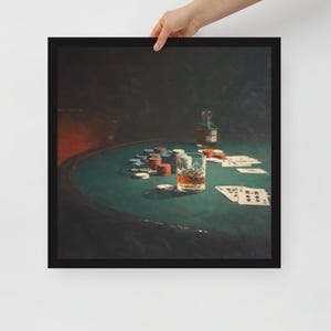 Arte mural xPoker Night: Impresión de casino enmarcada en negro: decoración espectacular para salas de juego y jugadores de cartas