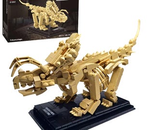 Triceratops Fossil Skeleton Model: 496-Piece Dinosaur Building Block Set