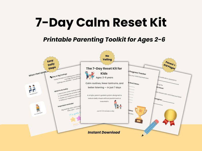Printable Parenting Toolkit – 7 Day Calm Down Kit, Kids Behavior Chart ...