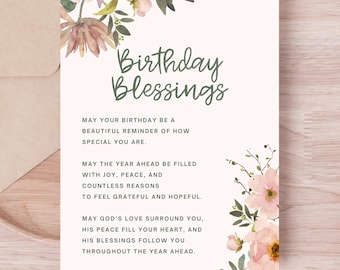 Printable Birthday Blessing Card | Christian Birthday Blessing Digital Download | Religious Birthday Gift Instant Download