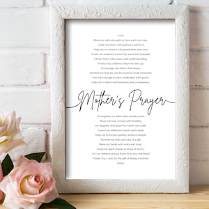 Mother's Prayer Printable | Mom Prayer Wall Art | Christian Gift for Mom