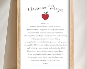 Classroom Prayer Printable | Christian School Prayer Wall Art | Christian Teacher Gift | Prayer for Classroom | Classroom Blessing