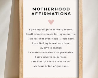Mom Affirmations Printable Encouragement Mom Gift Motherhood Quotes, Positive Daily Reminder, Positive Quotes Instant Download Gifts for Mom
