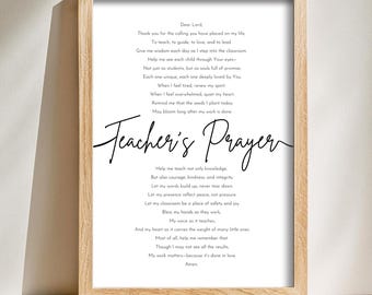 Teacher Prayer Printable Christian Teacher Gift Prayer For Teacher Wall Art Faith Based Classroom Decor Gift For School Teachers Blessing