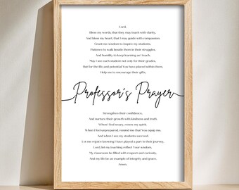 Professor Prayer Printable | Christian Gift for Professor | University Office Wall Art