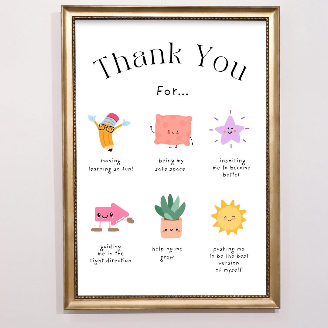 Teacher Thank You Gift Printable Wall Art | Teacher Appreciation Gift ...