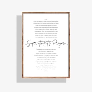 Superintendent Prayer Printable Wall Art, Inspirational Gift for Superintendent of Schools, Instant Download Gift for Superintendent Gift