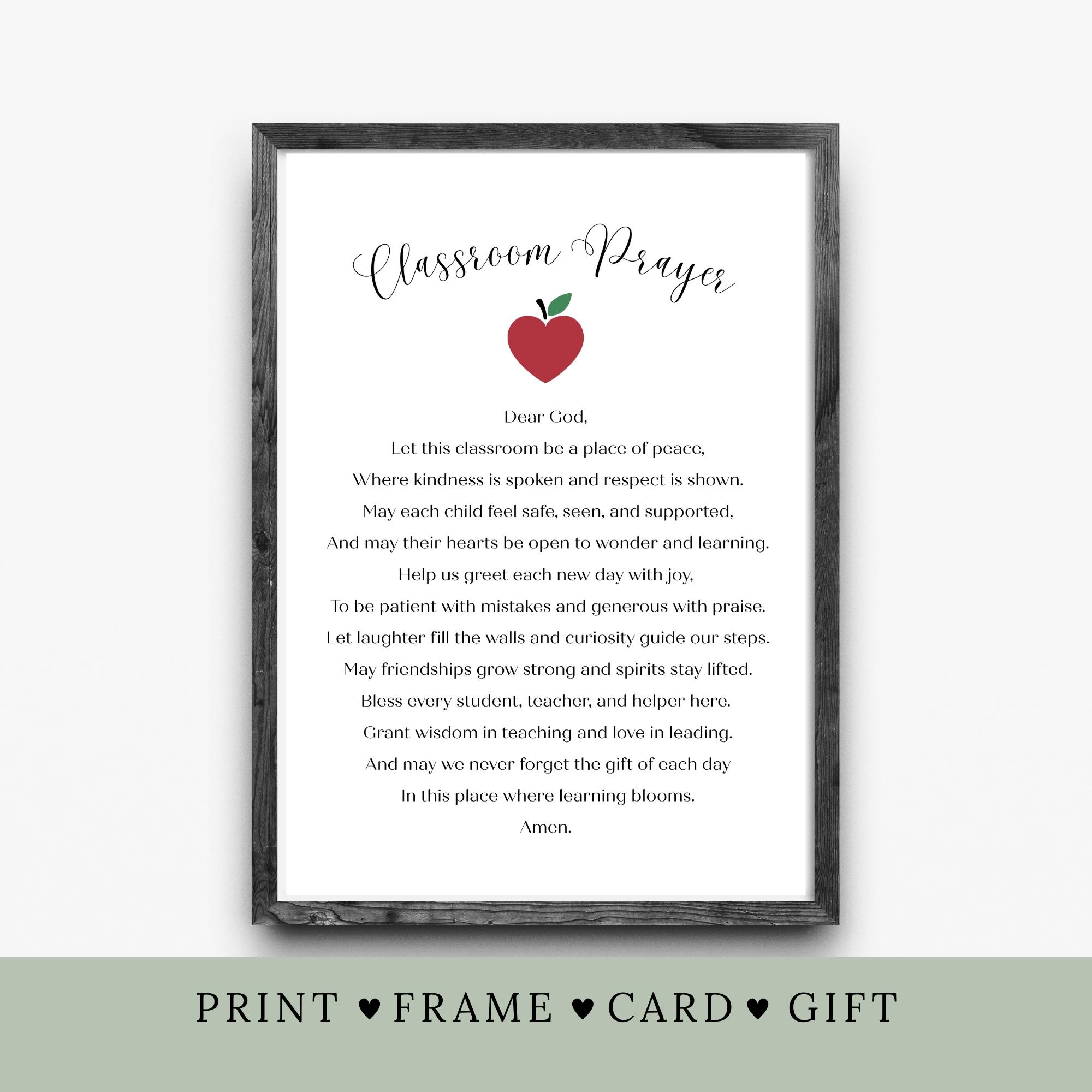 Classroom Prayer Printable | Christian School Prayer Wall Art ...
