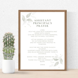 Assistant Principal Prayer Art School Educator Teacher Gift Office Decor Wall Art Instant Download Religious  Printable Back to School