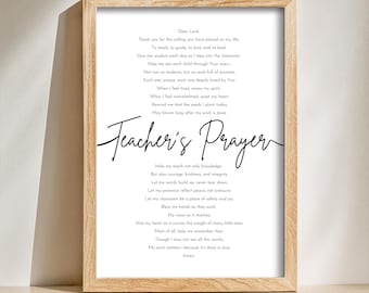 Teacher Prayer Printable Christian Teacher Gift Prayer For Teacher Wall Art Faith Based Classroom Decor Gift For School Teachers Blessing