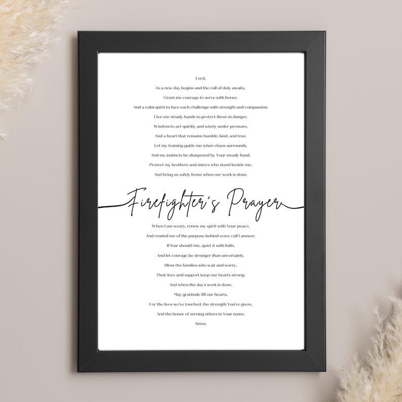 Firefighter's Prayer Printable Wall Art | A Fireman's Prayer ...