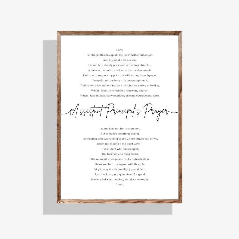 Assistant Principal Prayer Printable, Vice Principal gift for Assistant Principal Appreciation Gift School Administrator Gift Back to School