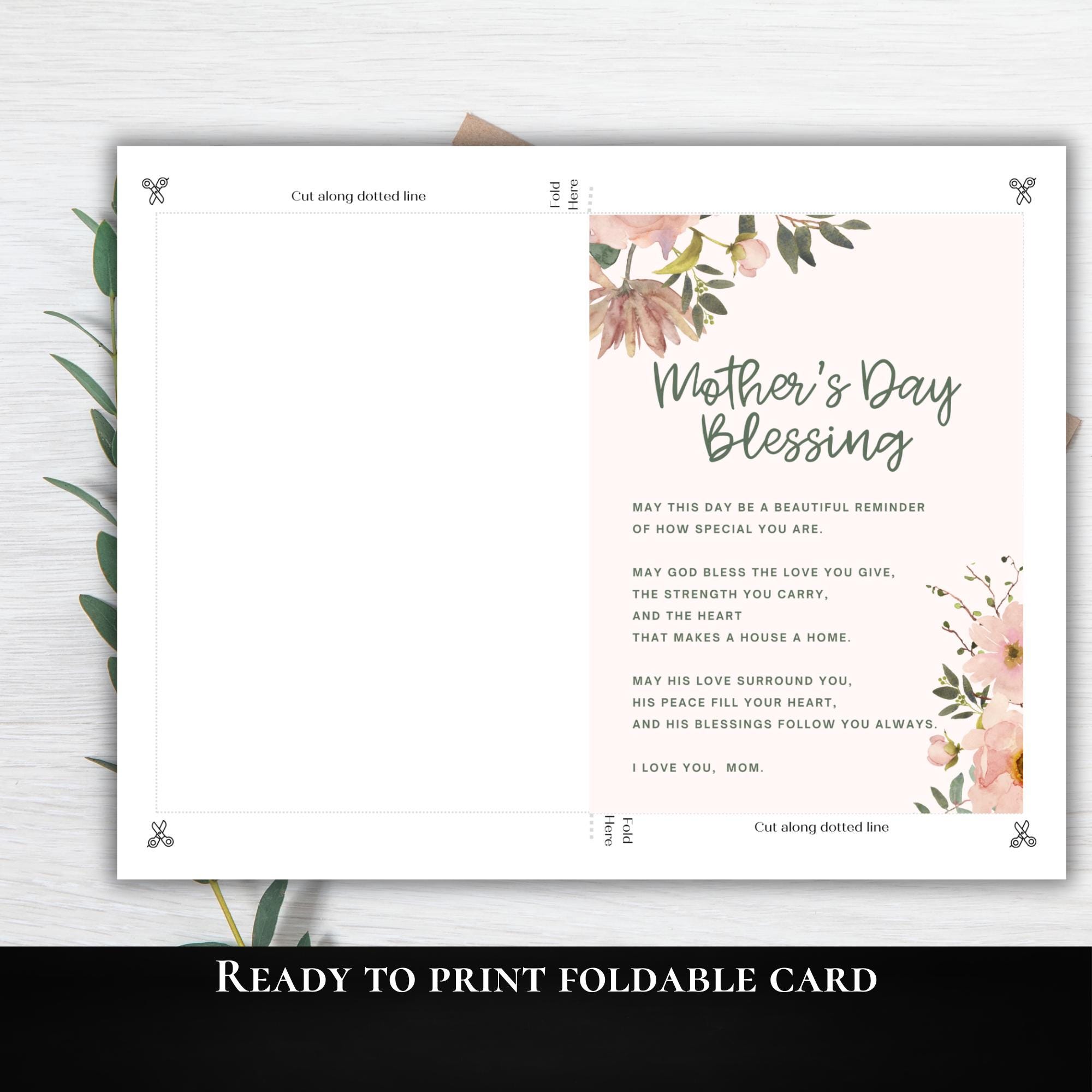 Printable Mother’s Day Card for Mom | Christian Mother’s Day Blessing ...