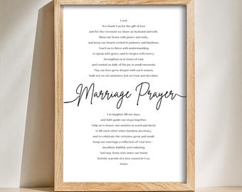 Marriage Prayer Printable Wall | Prayer for Our Marriage Gift | Wedding Blessing | Christian Wedding Prayer | Marriage Prayer Card