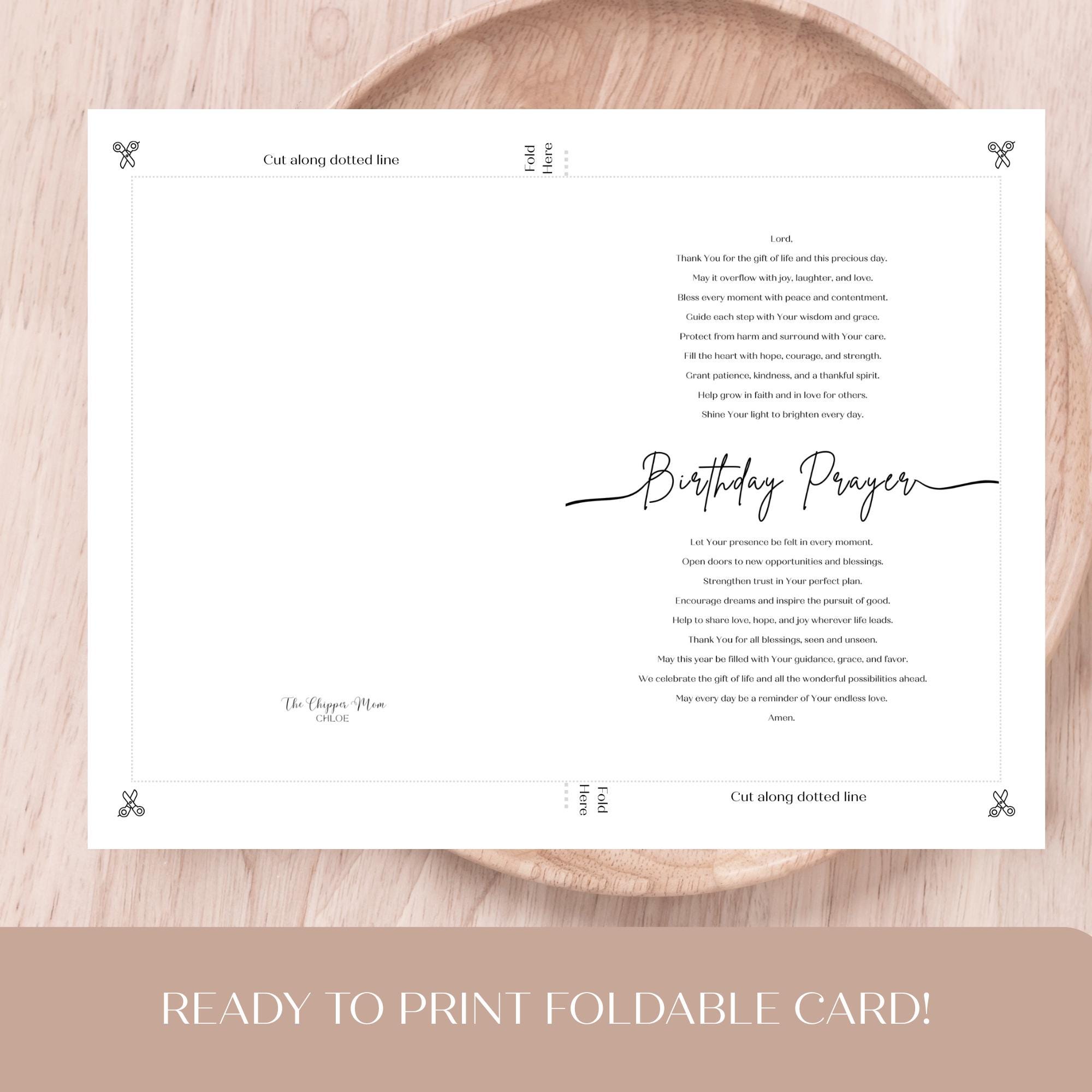 Printable Birthday Prayer Card | Christian Birthday Blessing | 5x7 ...