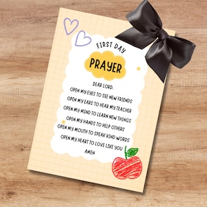 First Day of School Prayer, First Day Prayer, School Prayer Tag, Christian School, Student back to school gift, INSTANT Digital Download Tag