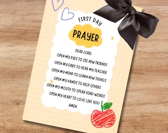 First Day of School Prayer Gift Tag | Christian Tag for Kids Printable