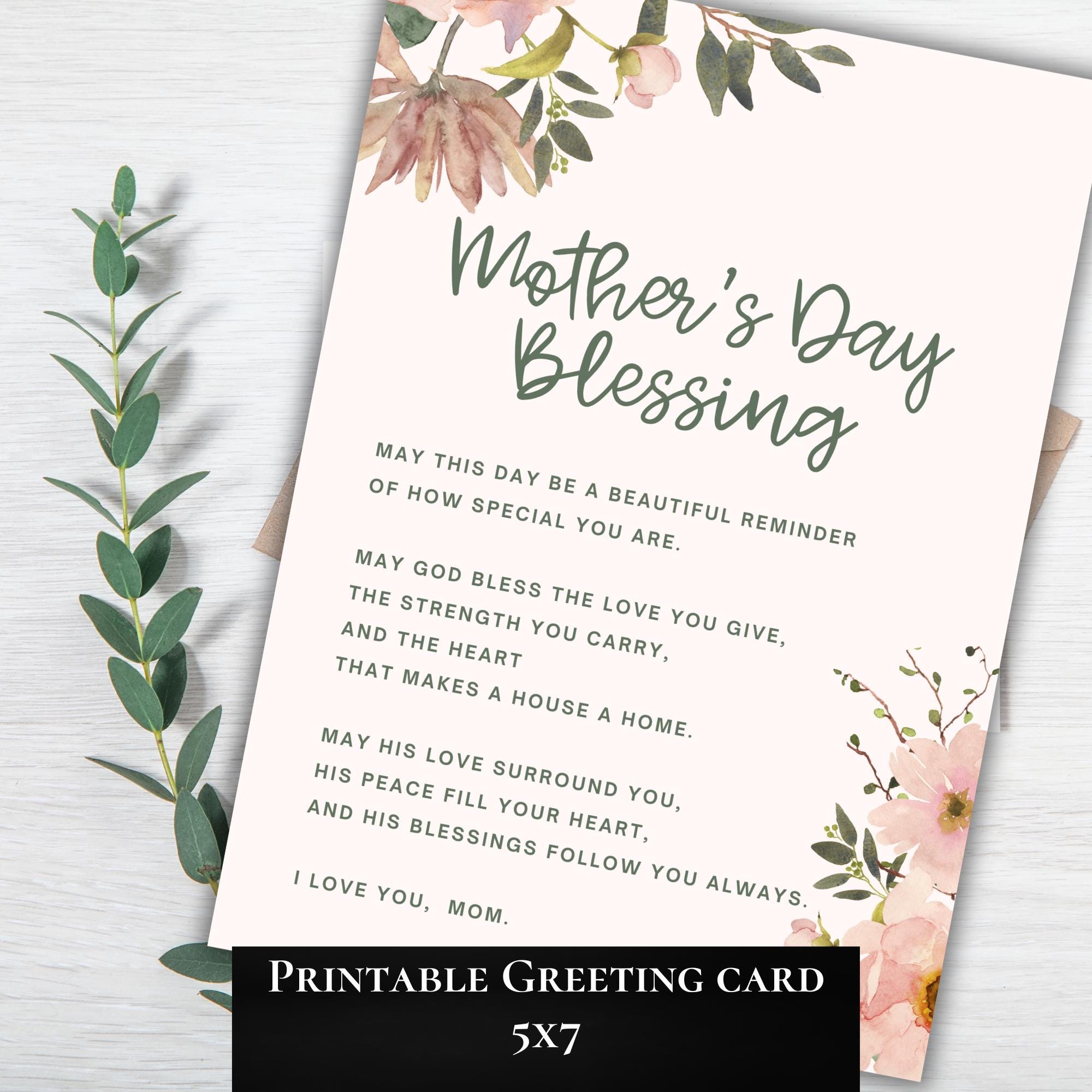 Printable Mother’s Day Card for Mom | Christian Mother’s Day Blessing ...
