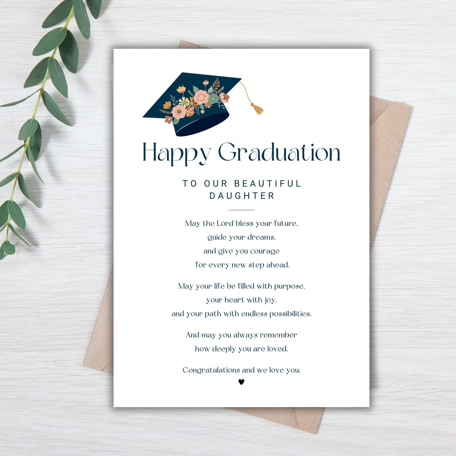Daughter Graduation Card Printable | Christian Graduation Card for ...