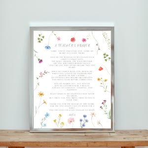 Oración imprimible para maestros, regalo para nuevos maestros, decoración para el aula, agradecimiento al maestro, aliento, poema de fe, regreso a clases, regalo de agradecimiento