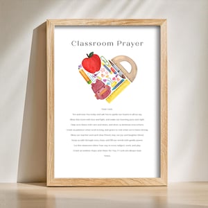 Classroom Prayer Printable Christian Wall Art for Teachers, Faith Based School Poster, Homeschool & Sunday School Decor Prayer for Classroom