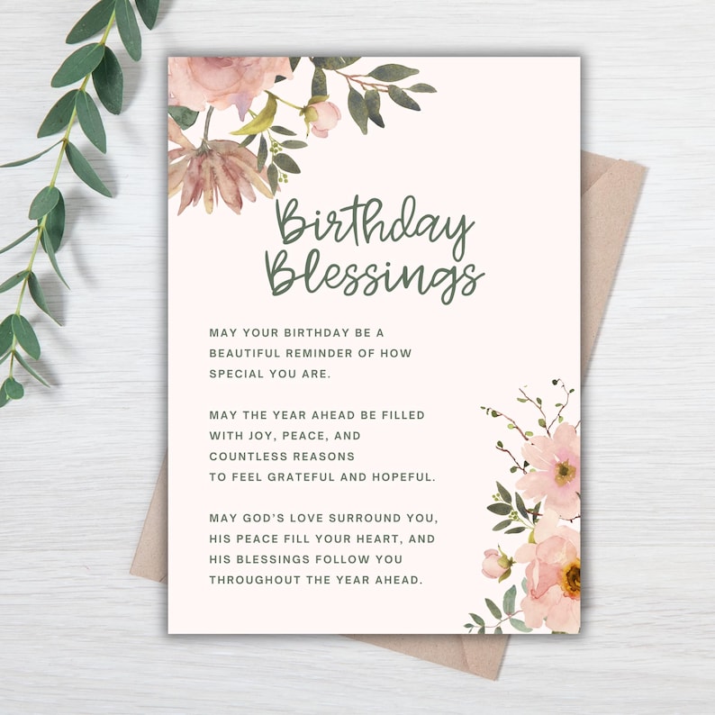 Printable Birthday Blessing Card | Christian Birthday Blessing Digital ...
