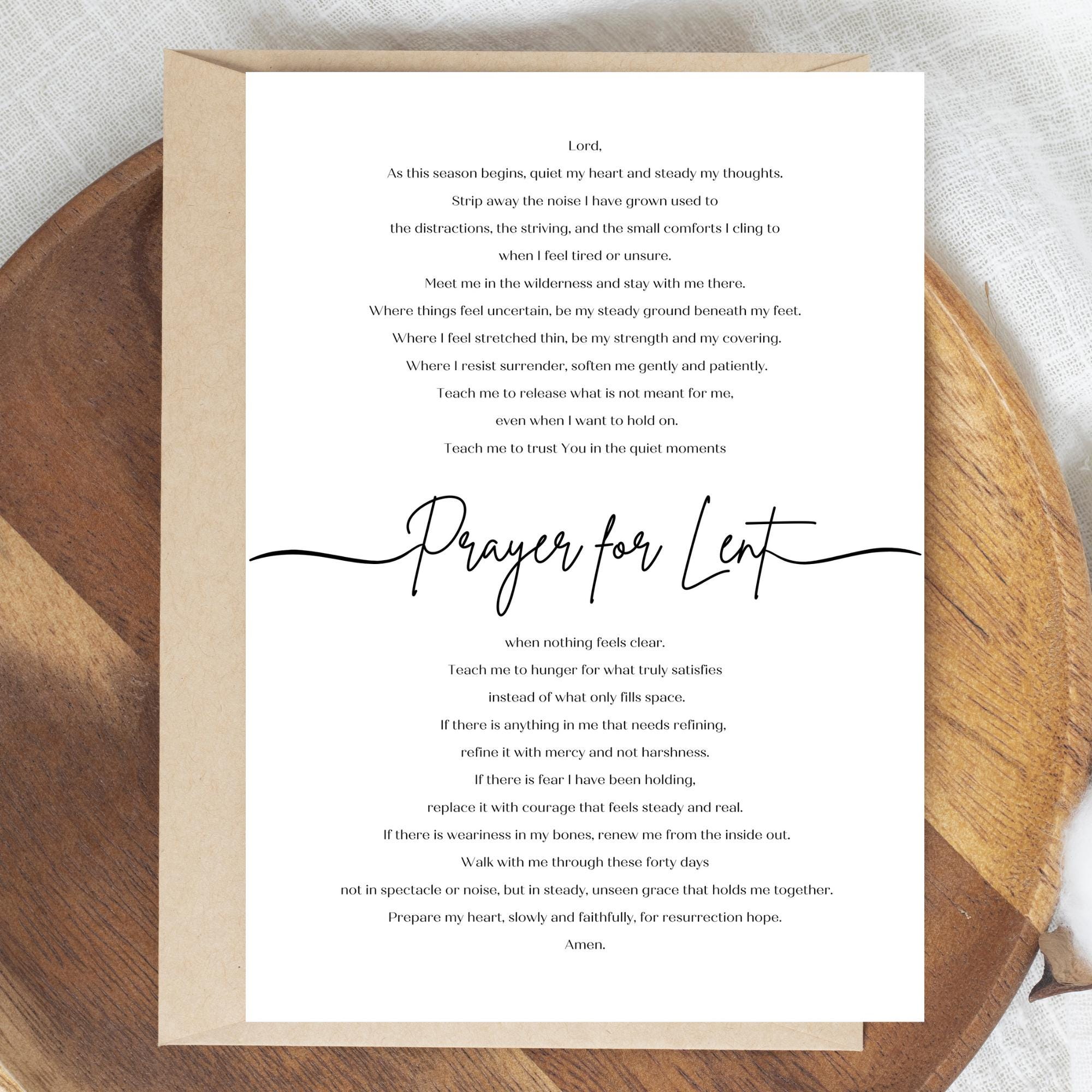 Lent Prayer Printable | Lenten Prayer for Renewal | 40 Day Reflection ...