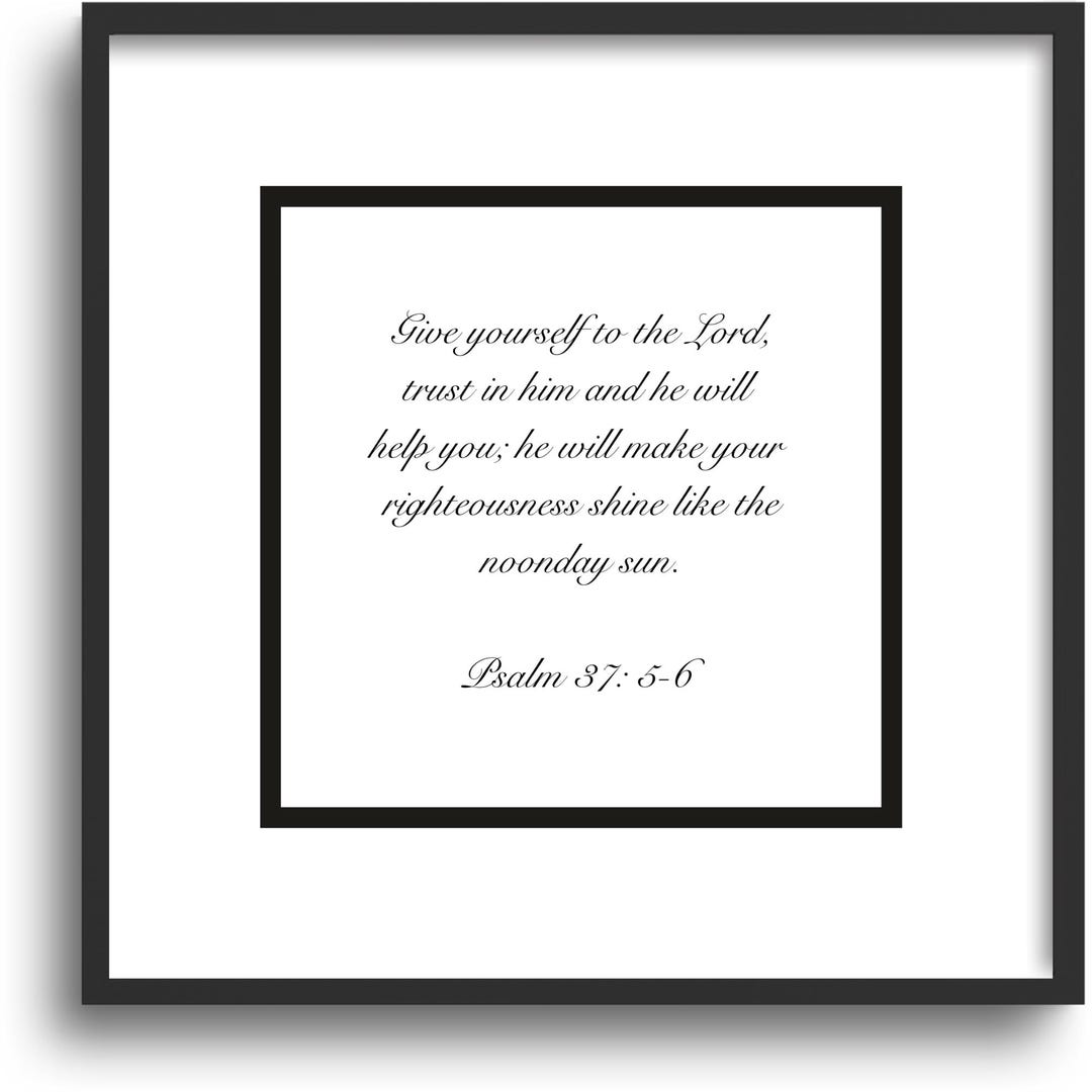 Scripture Square Psalm 37 Square Bible Verse Print 8x8 10x10 12x12 | Minimalist ...
