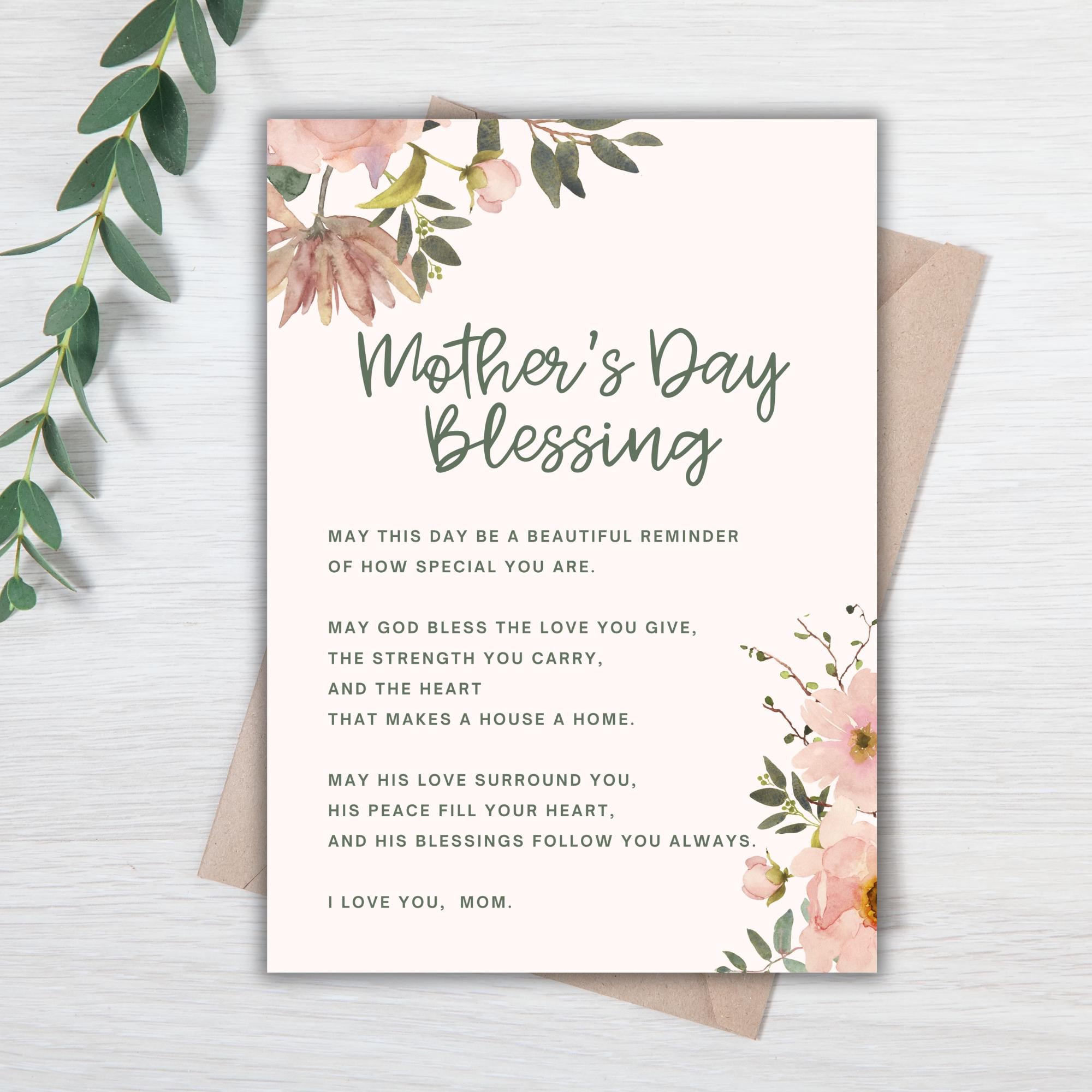 Printable Mother’s Day Card for Mom | Christian Mother’s Day Blessing ...