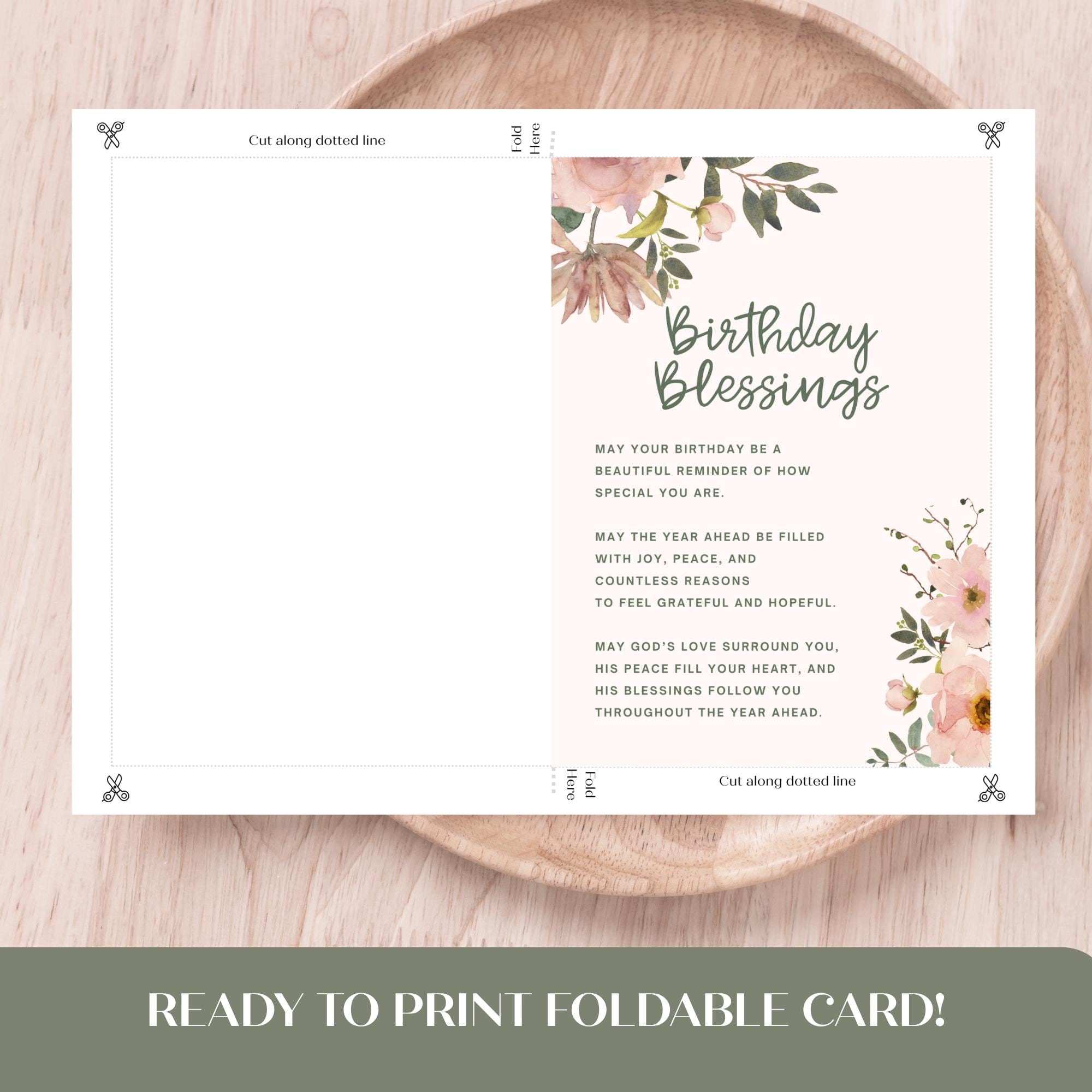 Printable Birthday Blessing Card | Christian Birthday Blessing Digital ...
