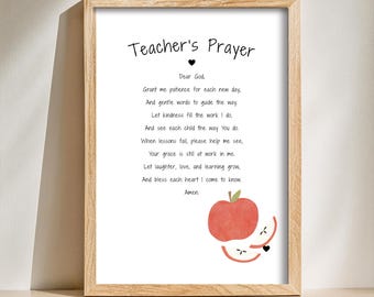 Teacher Prayer Printable Digital Download | Teacher's Prayer | Christian Teacher Gift