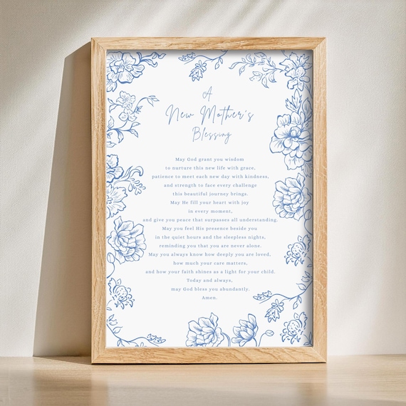 A New Mother's Blessing Prayer for New Mom Printable Christian New Mom Gift, Baby Shower Blessing, Faith-Based Mom Gift First Time Mom