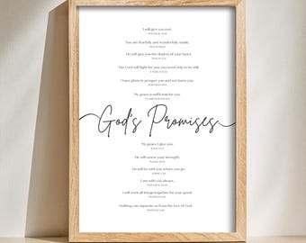 God's Promises Printable Wall Art | The Promises of God Digital Download | Bible Verse Prints
