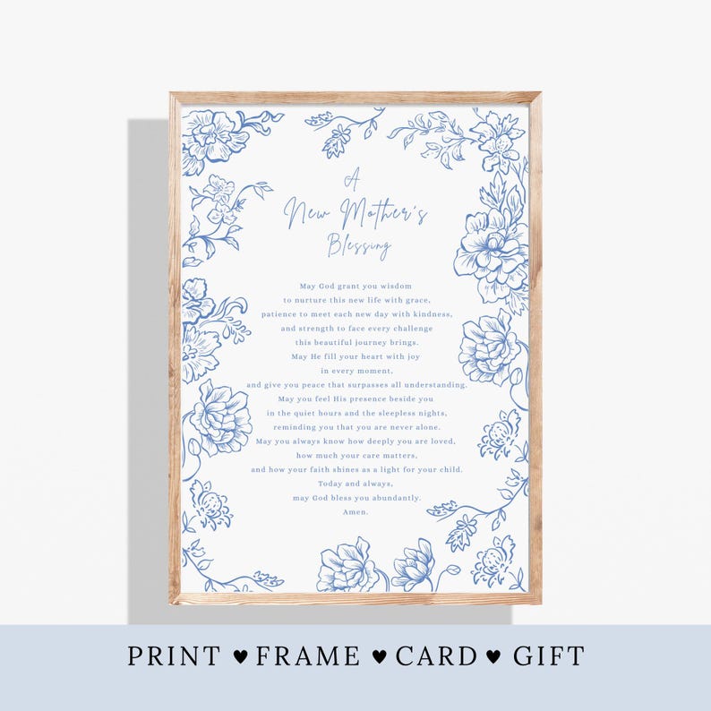 A New Mother's Blessing Prayer for New Mom Printable Christian New Mom Gift, Baby Shower Blessing, Faith-Based Mom Gift First Time Mom image 2