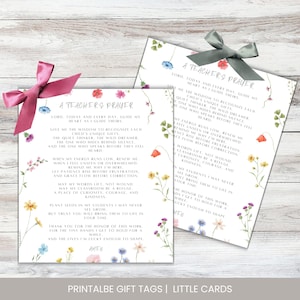 Teacher Prayer Gift Tags Printable Faith-Based Thank You Tags for Teachers 4x4.5&quot; Digital Tags Christian Teacher Appreciation Tags Cards