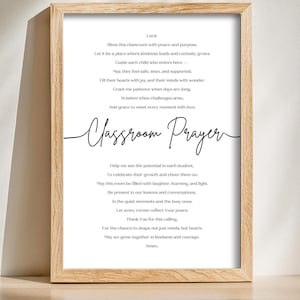 Classroom Prayer Printable, Teacher Gift, Classroom Decor, Christian School, Digital Download