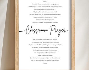 Classroom Prayer Printable, Teacher Gift, Classroom Decor, Christian School, Digital Download