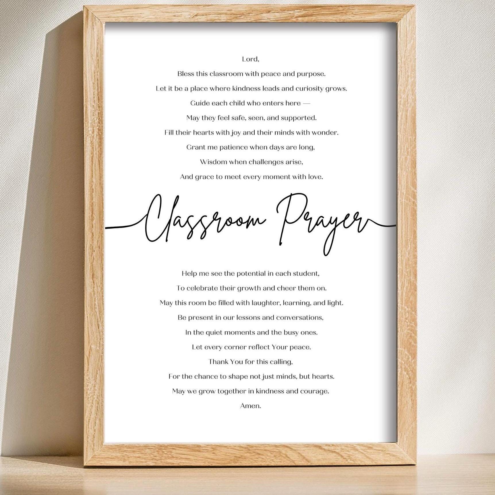 Classroom Prayer Printable, Teacher Gift, Classroom Decor, Christian ...