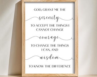 Serenity Prayer Printable | The Serenity Prayer Print | The Serenity Prayer Wall Art | Serenity Prayer Gift