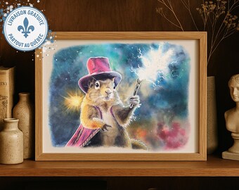 Funny Squirrel Art Print | Whimsical Animal Wall Decor | Colorful Quirky Art | Unique Funny Gift