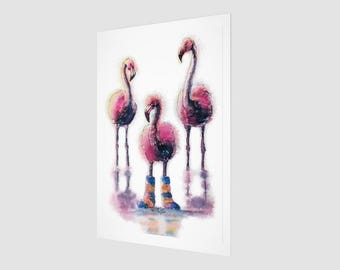 Elegant Flamingo Trio Art Print · Colorful Bird Wall Decor · Whimsical Flamingo Illustration · Chic Home Decor