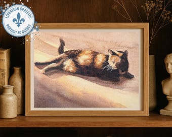 Cat Art Print | Peaceful Cats Wall Decor | Whimsical Watercolor Art | Cat Lover Gift