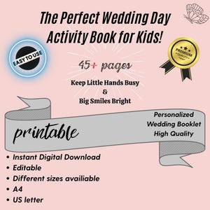 Gepersonaliseerde bruiloft activiteitenboek voor kinderen | Kleurboek voor kinderen | Huwelijksgames-pakket | 45+ BEWERKBARE PAGINA'S op Canva | AFDRUKBAAR digitaal