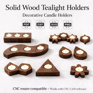 40 wzorów drewnianych świeczników typu tealight – do frezarki CNC i wyrzynarki