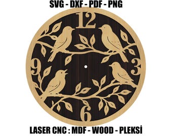 Wandklok met boomtak en vogels als ontwerp