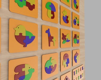 25 pädagogische Holzpuzzles, CNC-Laserschnittdateien – Design für Lernspielzeug für Kinder