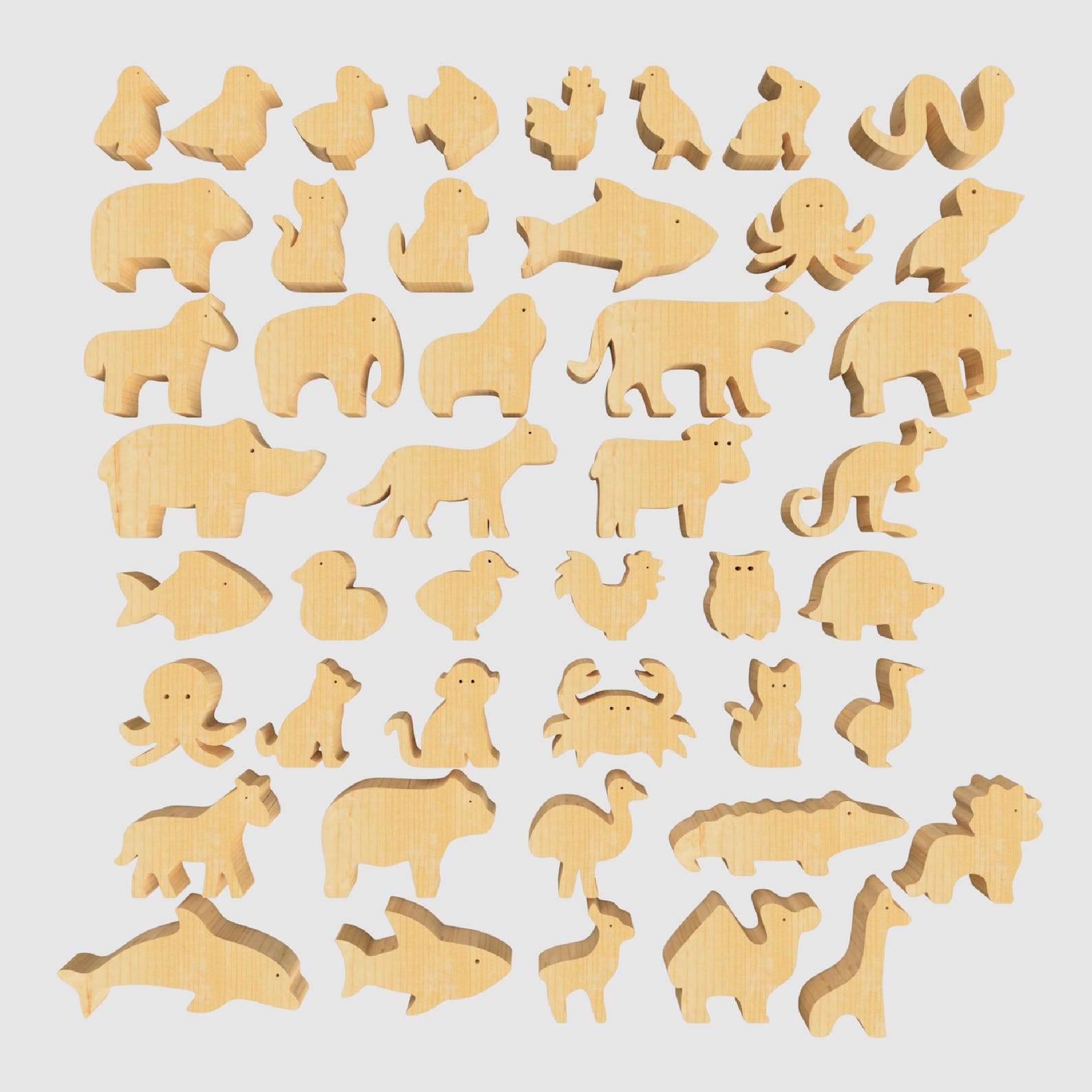 45 Standing Animal Figurines Files- 2D Wooden Toy Templates - for CNC ...