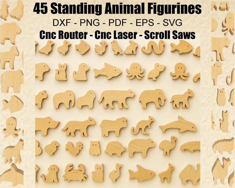 2D standing wooden elephant figurine - CNC router template (DXF file