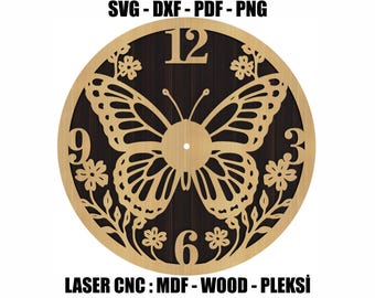 Wandklok met vlinder- en bloemendesign
