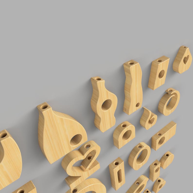 Scroll saw template for oak flower holder - PDF pattern with drill guides